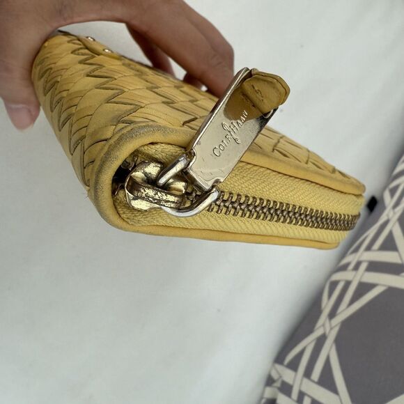 Cole Haan Continental Wallet Zip-Around Leather Weave Woven Travel Zip - Picture 7 of 12